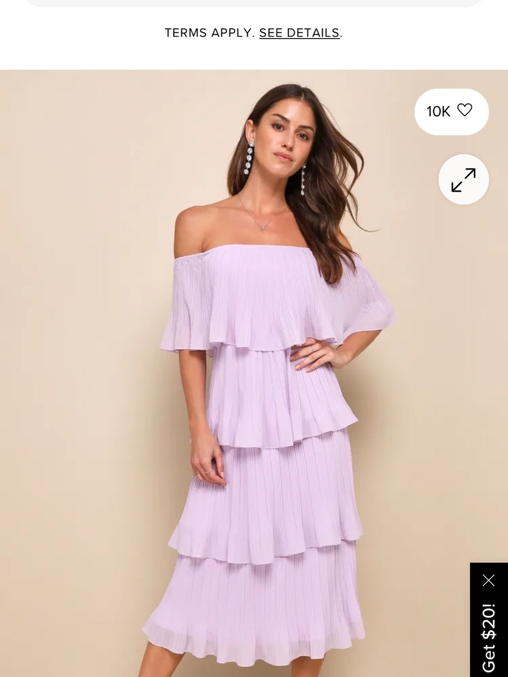 Lulus Off-Shoulder Lavender Tiered Midi Dress